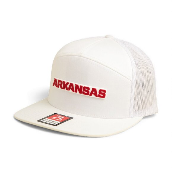 Arkansas Razorbacks ARKANSAS Red 3D Snapback Seven-Panel Trucker Hat- White - Picture 2 of 3